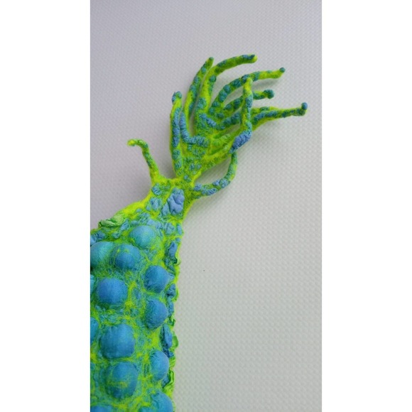 Unique OOAK Toy Alien Green Snail ZonLy Lapatamelly Galaxy Handmade Silk Wool - Picture 12 of 14